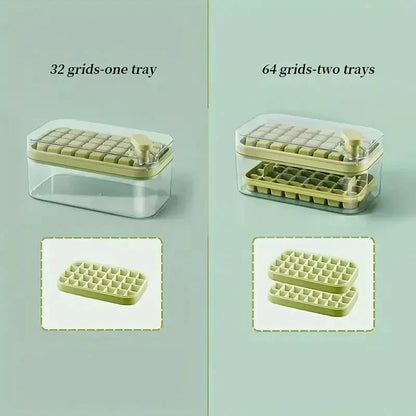 Large Silicone Ice Cube Tray with Lid - 64 Cubes