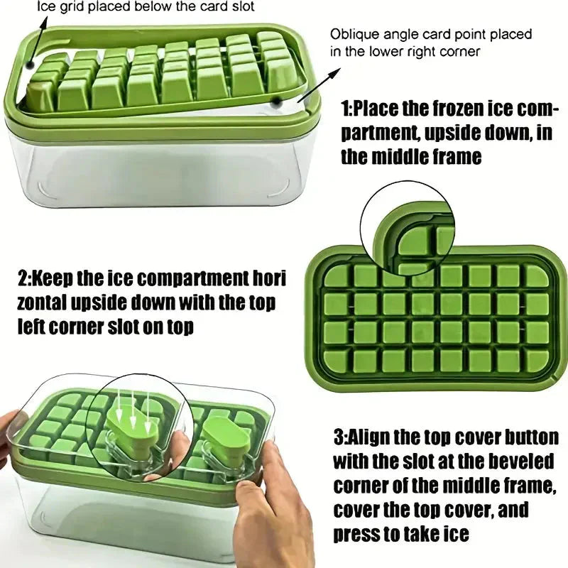 Large Silicone Ice Cube Tray with Lid - 64 Cubes
