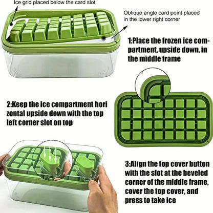Large Silicone Ice Cube Tray with Lid - 64 Cubes