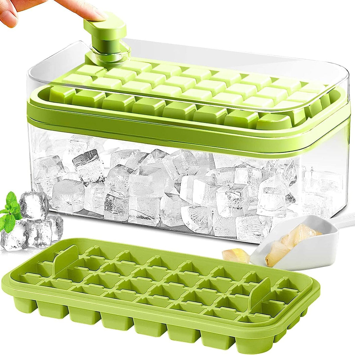 Large Silicone Ice Cube Tray with Lid - 64 Cubes