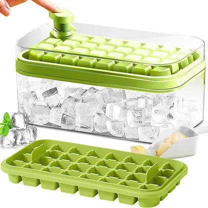 Large Silicone Ice Cube Tray with Lid - 64 Cubes