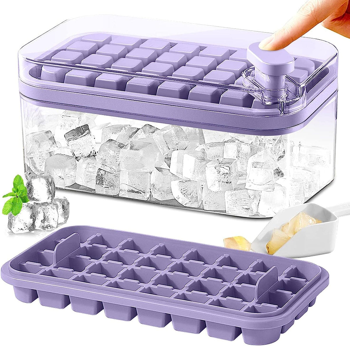 Large Silicone Ice Cube Tray with Lid - 64 Cubes - Yeezlab