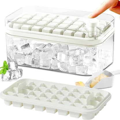 Large Silicone Ice Cube Tray with Lid - 64 Cubes