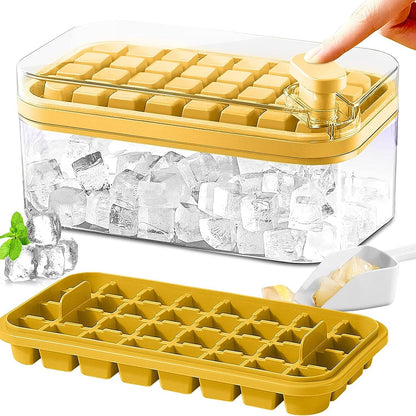 Large Silicone Ice Cube Tray with Lid - 64 Cubes