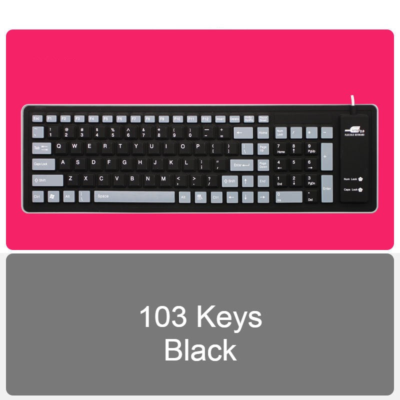 Compact Flexible USB Keyboard with Waterproof Silent Keys - Yeezlab