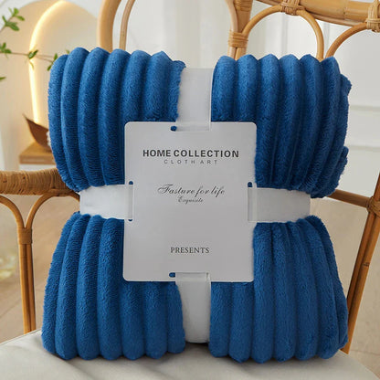 Plush Striped Soft Fleece Throw Blanket