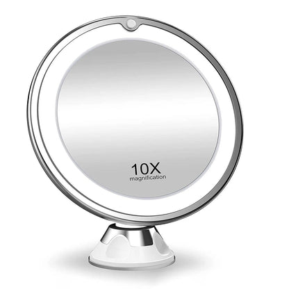 Portable LED Travel Makeup Mirror 10x Magnification
