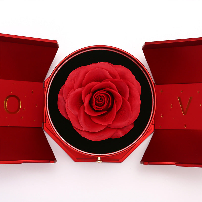 Lovely Rose Gift Box with 14k Gold Heart Necklace