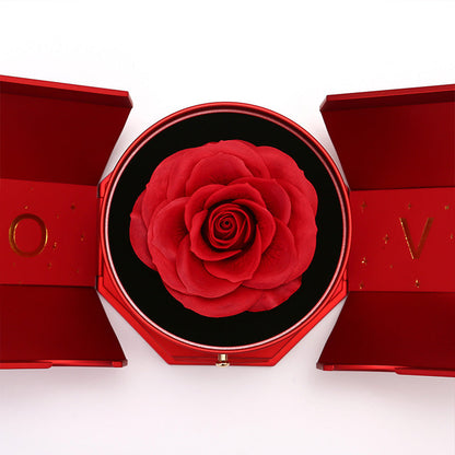 Lovely Rose Gift Box with 14k Gold Heart Necklace