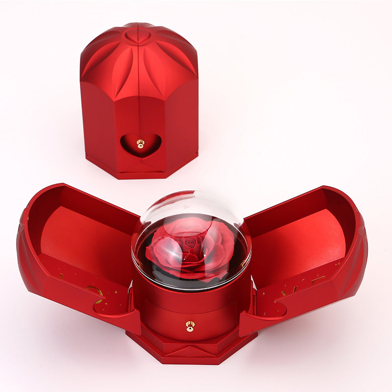 Lovely Rose Gift Box with 14k Gold Heart Necklace