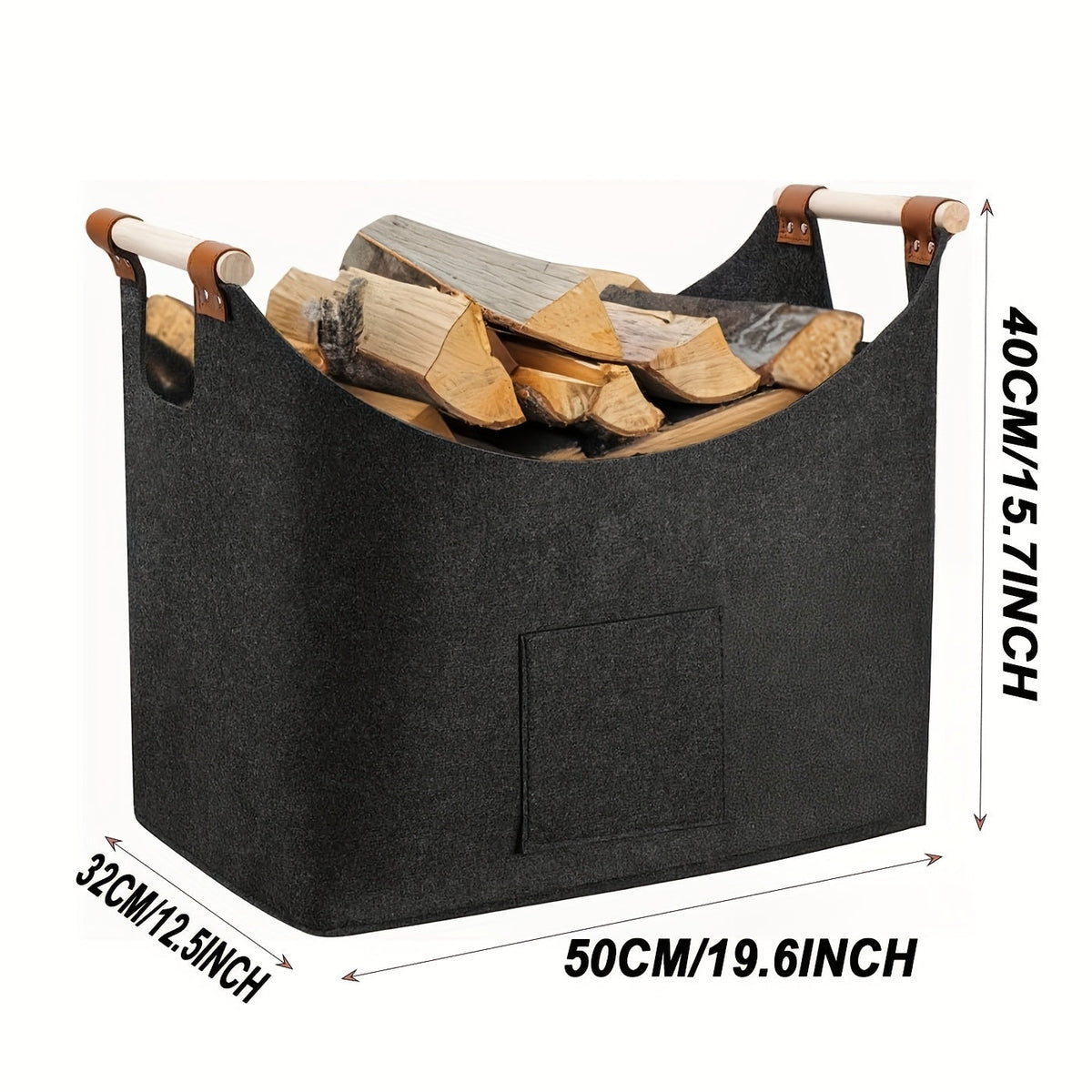 Collapsible Wooden Storage Box with Leather Handles