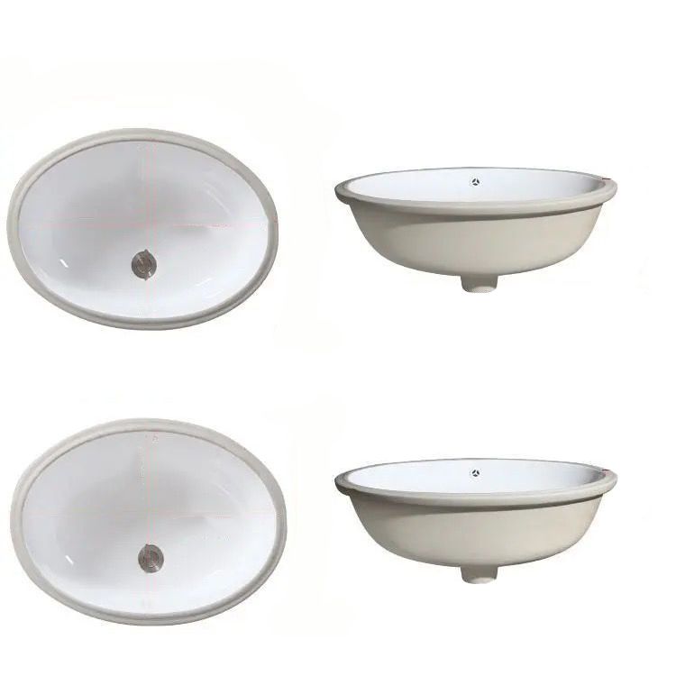 Contemporary Undermount Oval Ceramic Sink with Drain