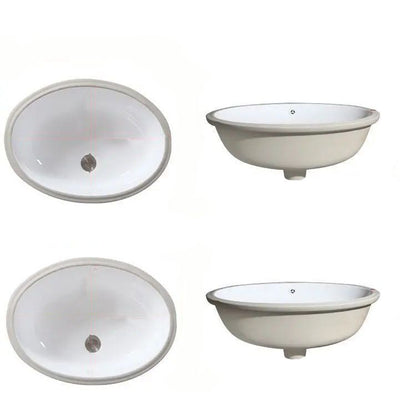 Contemporary Undermount Oval Ceramic Sink with Drain