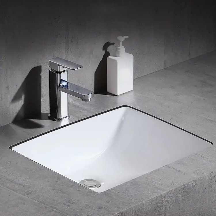 Contemporary Undermount Oval Ceramic Sink with Drain