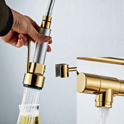 Luxury Brass Bathroom Faucet 3-Function Sink Tap