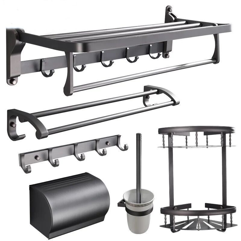 Stylish 5-Piece Bathroom Set with Shelf and Towel Bar