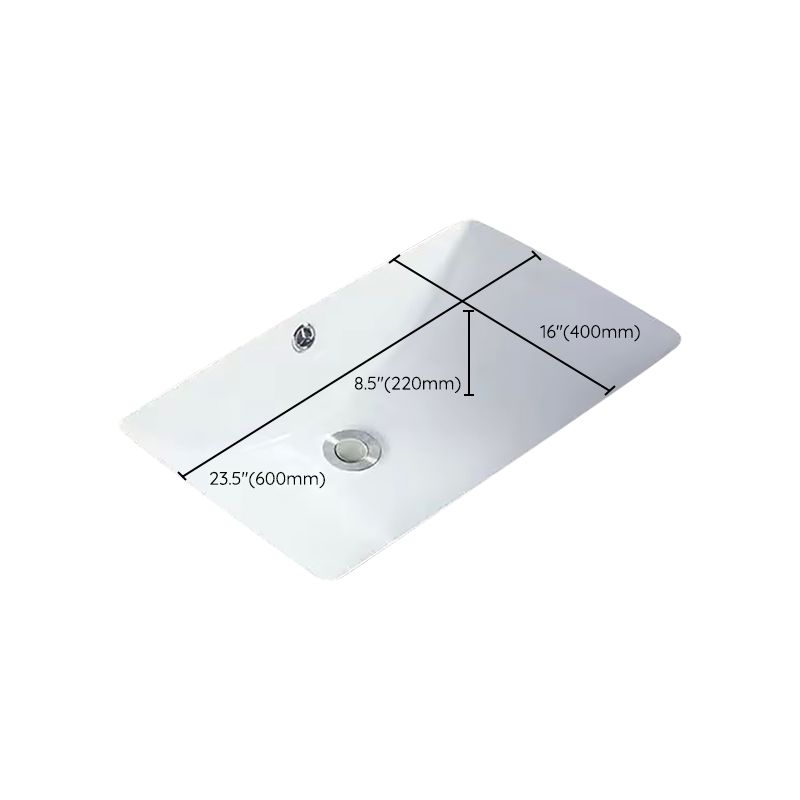 Contemporary Undermount Oval Ceramic Sink with Drain