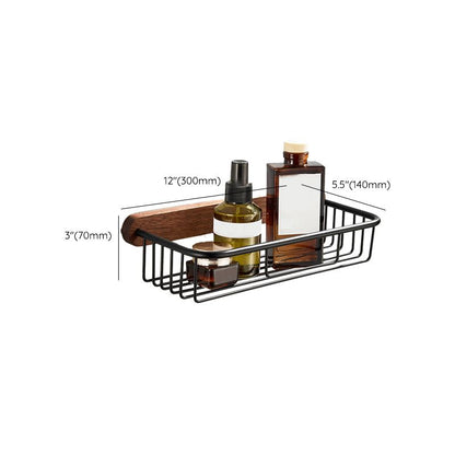 Modern Wood and Metal Bathroom Accessory Set