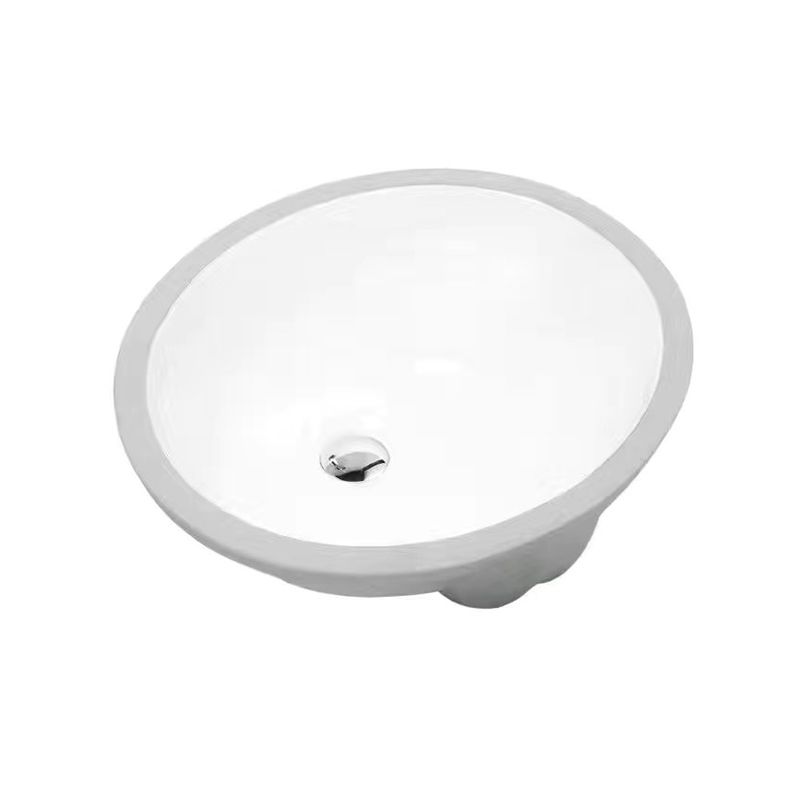 Contemporary Undermount Oval Ceramic Sink with Drain