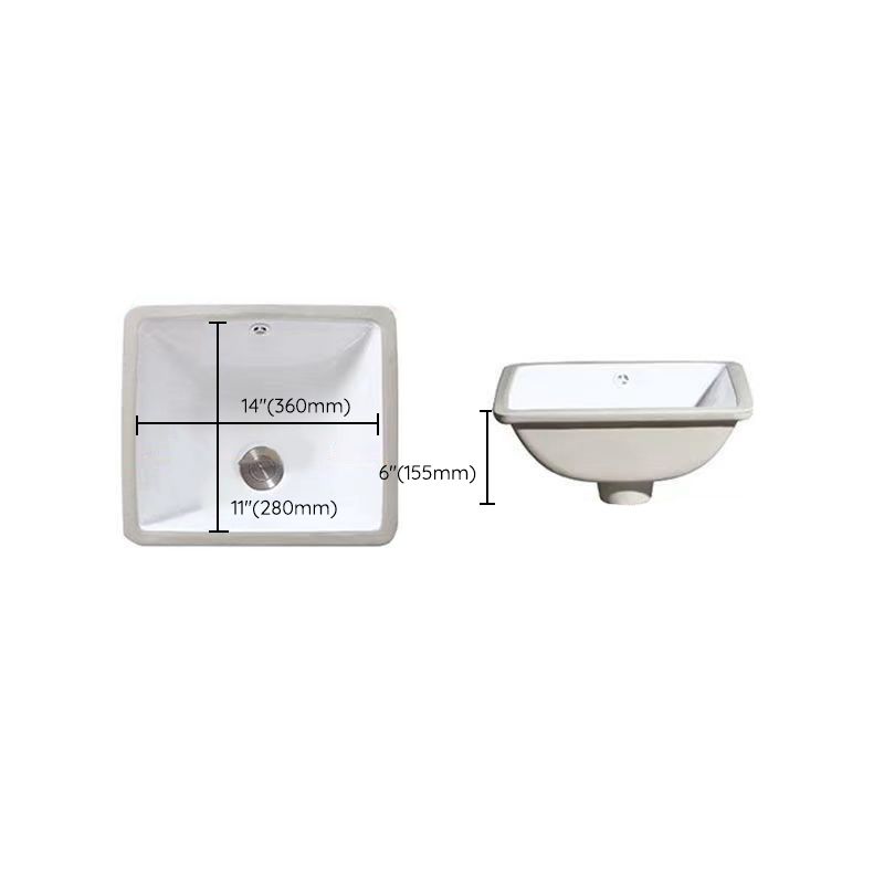 Contemporary Undermount Oval Ceramic Sink with Drain