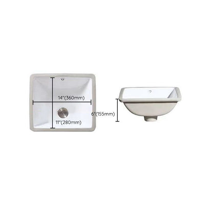 Contemporary Undermount Oval Ceramic Sink with Drain