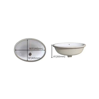 Contemporary Undermount Oval Ceramic Sink with Drain