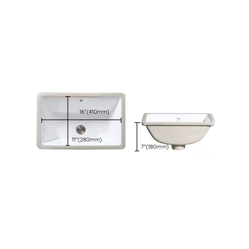 Contemporary Undermount Oval Ceramic Sink with Drain