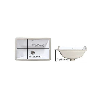 Contemporary Undermount Oval Ceramic Sink with Drain