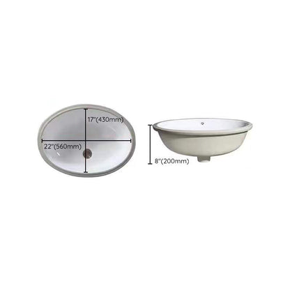 Contemporary Undermount Oval Ceramic Sink with Drain