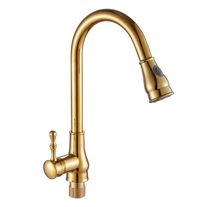 Luxury Gold Kitchen Faucet with Pull Down Sprayer