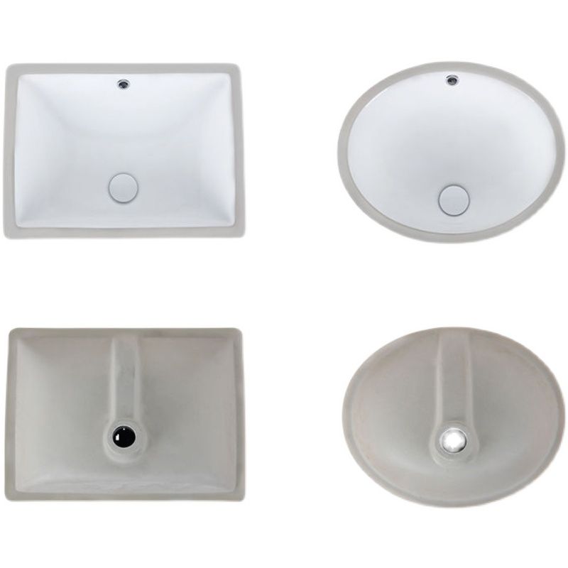Contemporary Undermount Oval Ceramic Sink with Drain