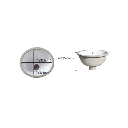 Contemporary Undermount Oval Ceramic Sink with Drain