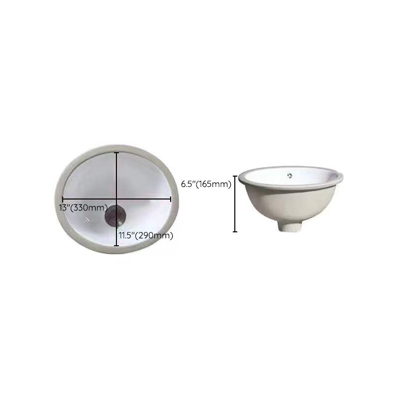 Contemporary Undermount Oval Ceramic Sink with Drain