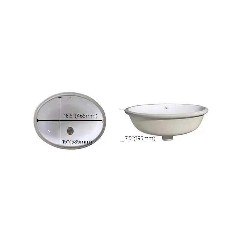 Contemporary Undermount Oval Ceramic Sink with Drain