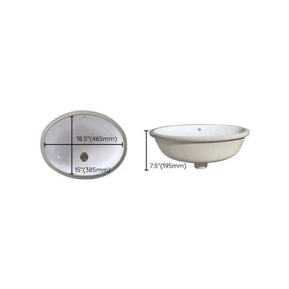 Contemporary Undermount Oval Ceramic Sink with Drain
