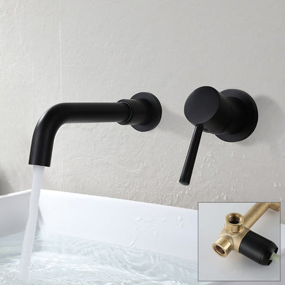 Modern 2-Hole Wall Mount Bathroom Sink Faucet
