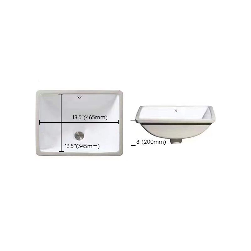 Contemporary Undermount Oval Ceramic Sink with Drain