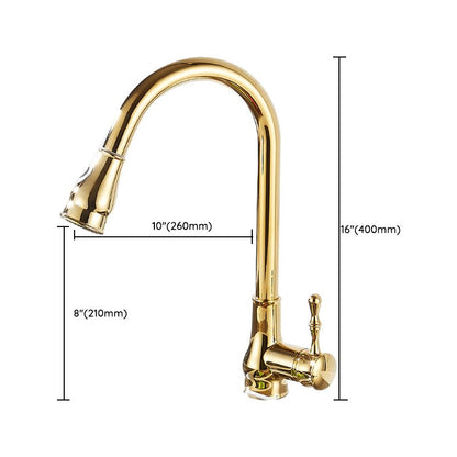 Luxury Gold Kitchen Faucet with Pull Down Sprayer