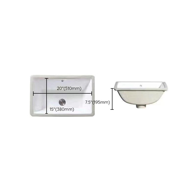 Contemporary Undermount Oval Ceramic Sink with Drain