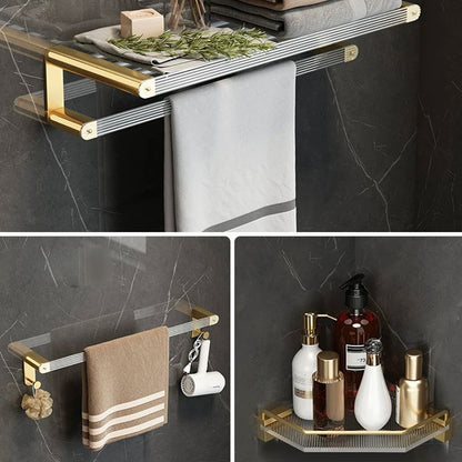 Luxury Gold Bathroom Shelf Towel Holder Accessory Set
