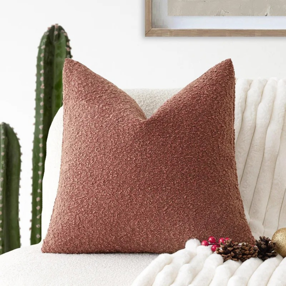 Soft Boucle Throw Pillow Cover 45x45cm Home Decor