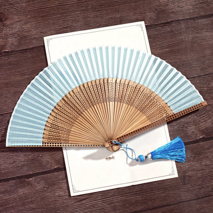 Natural Bamboo Silk Folding Fan