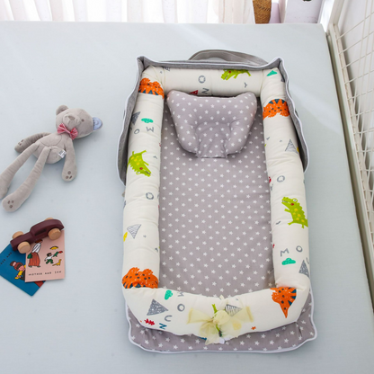 Compact Foldable Baby Crib with Pillow