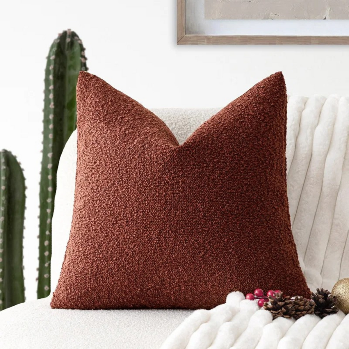 Soft Boucle Throw Pillow Cover 45x45cm Home Decor