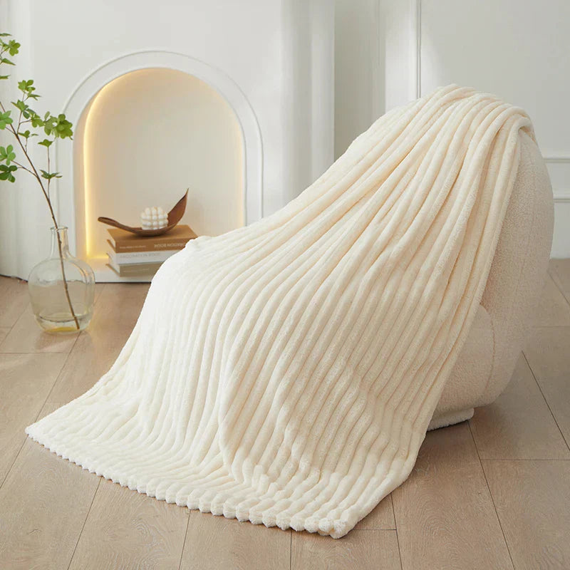 Plush Striped Soft Fleece Throw Blanket