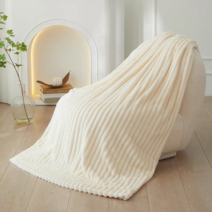 Plush Striped Soft Fleece Throw Blanket