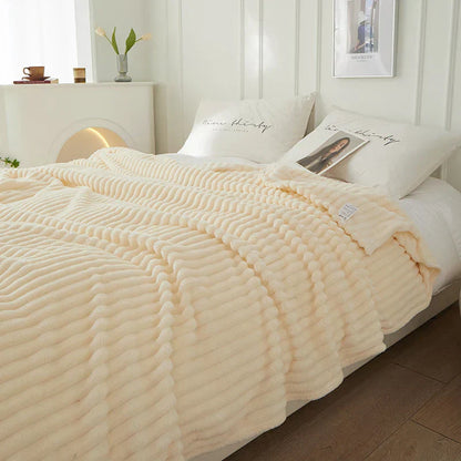 Plush Striped Soft Fleece Throw Blanket