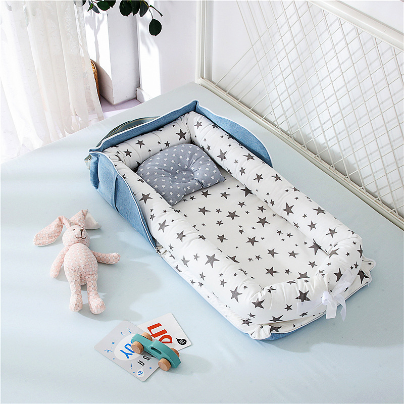 Compact Foldable Baby Crib with Pillow