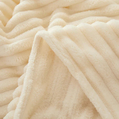 Plush Striped Soft Fleece Throw Blanket