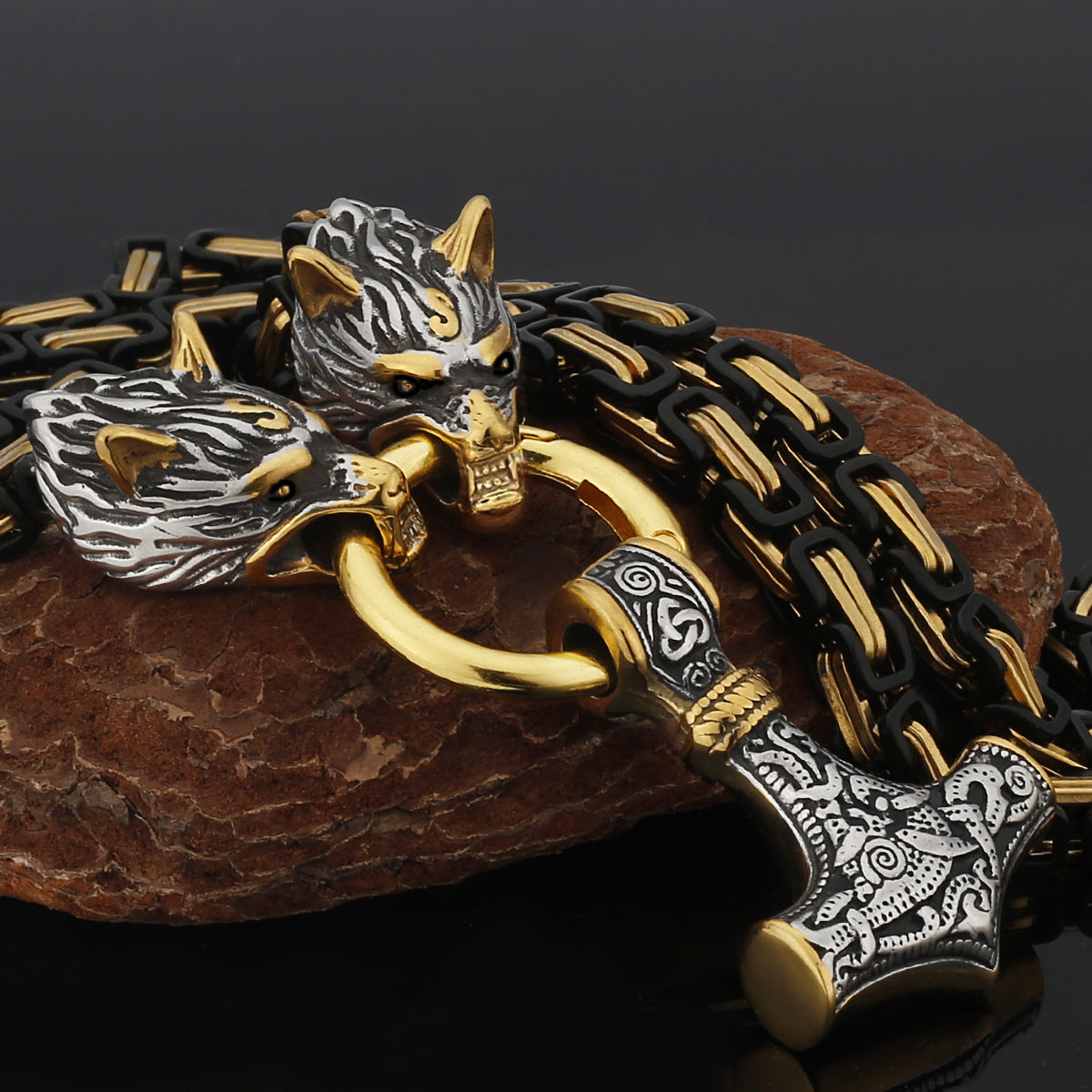 Tough Viking Thor Hammer Steel Mens Necklace